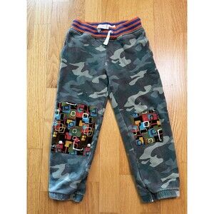 Mini Boden Upcycled Joggers Pants Green Camouflage Elastic Drawstring Size 6Y